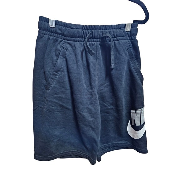Nike Men's Black Fleece Shorts Drawstring Pockets Big Logo Casual Activewear - Picture 1 of 3
